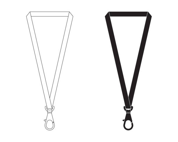 stockillustraties, clipart, cartoons en iconen met webbing lanyard strap icon set - sleutelkoord