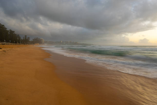 Cloudy morning view of Manly Beach, Sydney, Australia.
