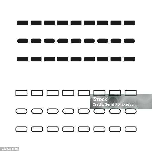 Dashed Line Vector Black And White Pattern Horizontal Dotted Element ...
