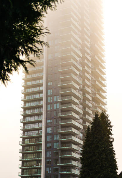 building surrounded by fog  in burnaby, canada