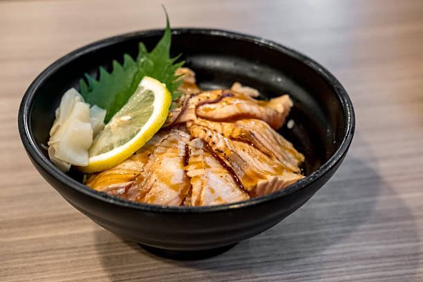 istock Grilled Salmon with rice, served in a bowl in the restaurant 2206332505