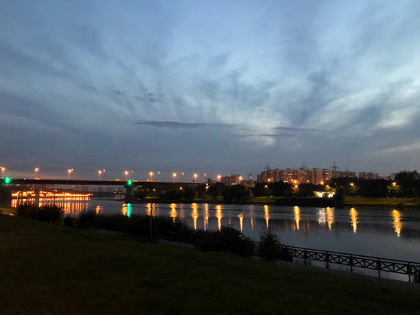 Evening view of the bridge and the river