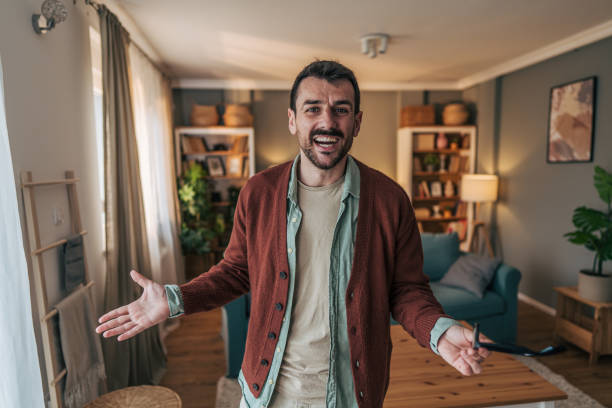 istock Real estate agent showing apartment during virtual tour 2206340394