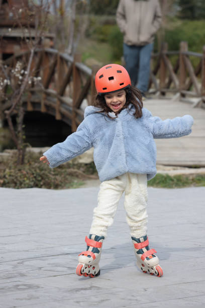 Little girl learning to skate