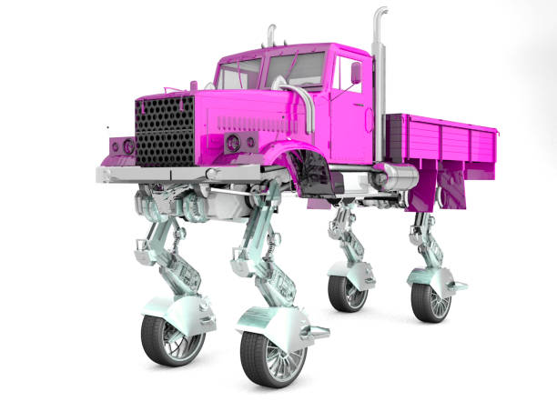 Cute robot truck that walks, runs and skates with its legs. / You can see the animation movie of this image from my iStock video portfolio. Video number: 2205695968