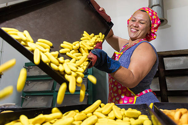 Portrait of smiling local African baker entrepreneur in a hairnet and apron, holding a clipboard in his bakery, successful small business owner SME