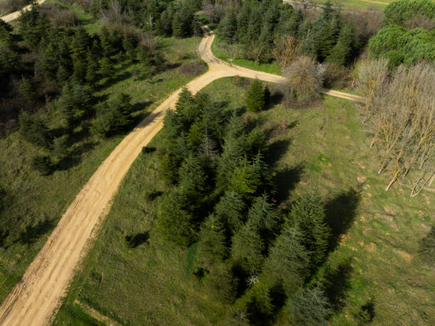 istock Aerial view of complex highway road junction with traffic moving 2206362530