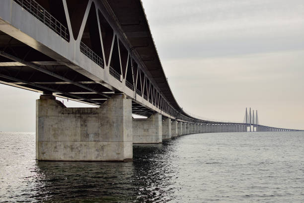 istock Oresund Bridge view from Swedish coast during the sunset. 2206367525