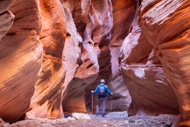 istock Slot canyon hiker 2206368893