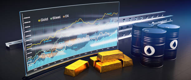 istock Forecasting financial data for gold, steel and oil commodities 2206372892