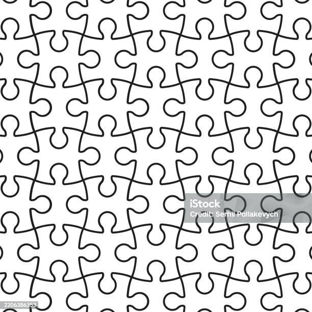 Geometric Pattern Pazzel Line Puzzle Piece Pattern Black Outline Texture Interlocking Background ...