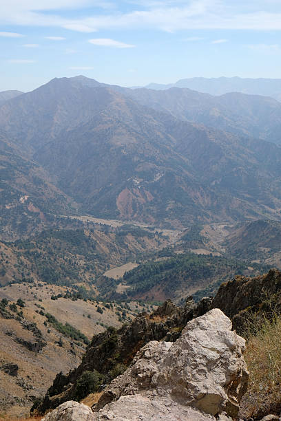 istock Mountain landscape view capturing distant peaks and valleys under a clear sky during midday hours 2206393229