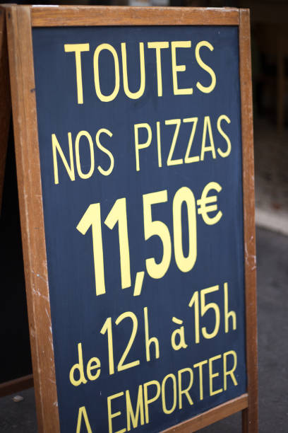 Paris, France: Handwritten Blackboard Menu: Pizzas 11.5 Euros