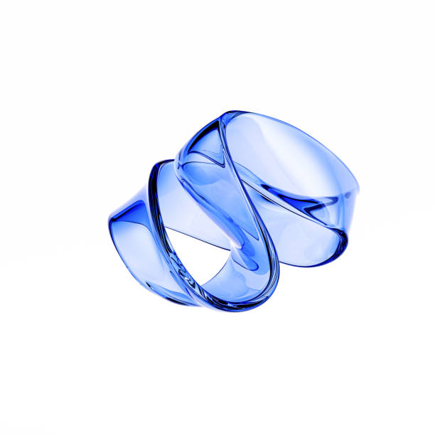 istock A dynamic abstract artwork. Twisted, ribbon-like structure of translucent blue glass. Abstract grass form with sleek curves, fluid design and sense of modernity, elegance, and artistic innovation. 3d rendering 2206397730