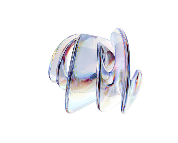 istock Abstract vibrant gradient colors organic shape. Translucent, iridescent liquid form on white background. Swirling, fluid wavy glass shape. Artistic 3d rendering design element 2206397742