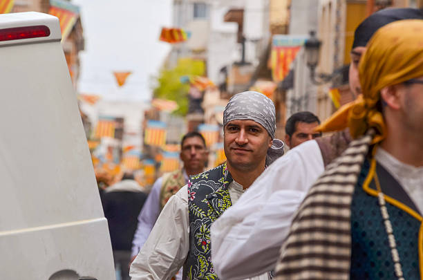 Portrait of a valencian man wearing traditional clothing during the fallas parade in 2025