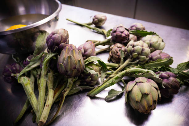 Fresh Artichoke in a kitchen,  Provence, France