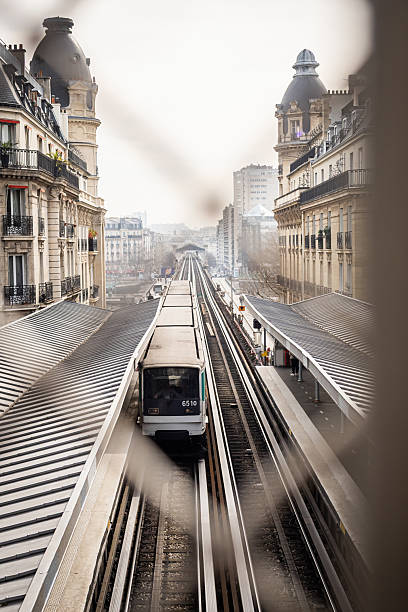 Metro line 6 at Passy station in Paris - Parisian transportation