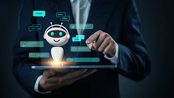 istock businessman interacting with a digital chatbot on a tablet, symbolizing artificial intelligence, automated customer service, and AI-powered communication. 2206455803