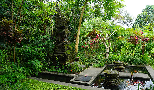 Abstract water home temple with garden in Bali