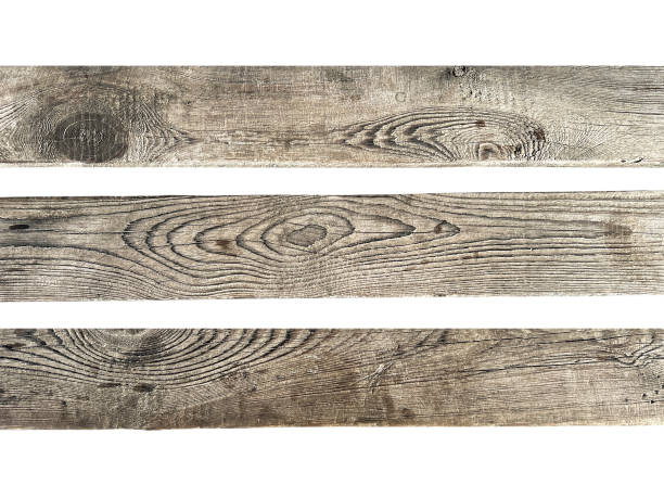 istock Wooden textured brown planks isolated on white background 2206457391