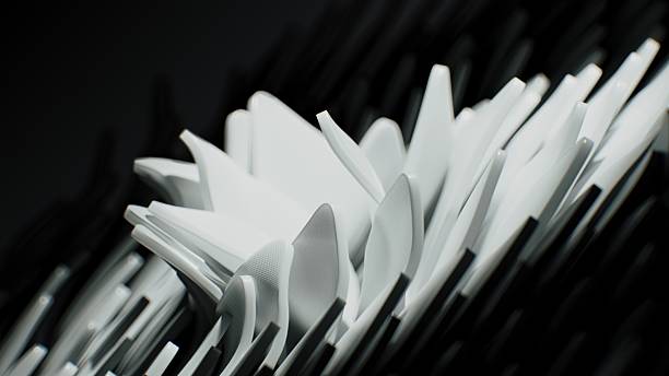 istock Rows of staggered panels create a dynamic wave of form and contrast. 2206462514