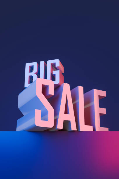 istock Big Sale 3D Text with Speech Bubble on Futuristic Neon Background 2206467333