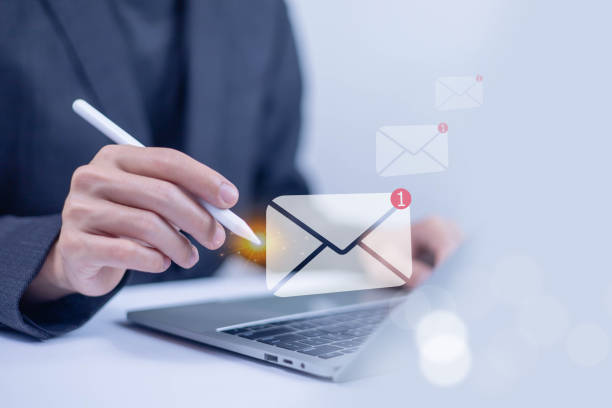 istock Business email uses technology to send messages, has a mailbox, uses marketing, works on icons, delivers on computers and digital networks, and has a communication channel for receiving newsletters. 2206468688