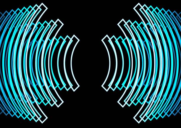 Abstract background of curved blue gradient light lines. 3d illustration, 3d rendering.