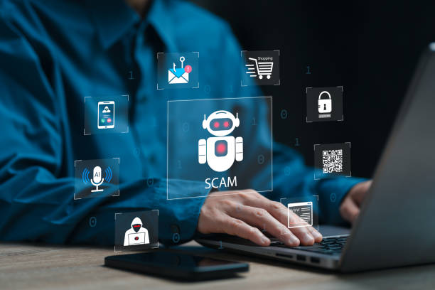 istock AI,  Artificial Intelligence and Illegal Use concept, Businesswomen deceived by the AI system from scammers, Fake websites, Hacking data from online sales, Voice and face impersonation, Spam, QR code 2206477039