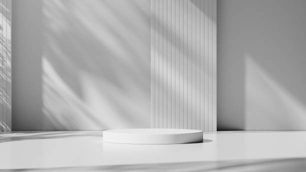 istock Minimalistic white podium with soft shadows, perfect for product display in modern studio setups. 2206478462