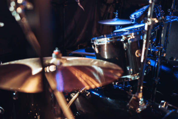 istock Close-up of a drum set with drumsticks live show 2206479142