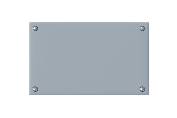 istock One metal plate isolated on white background. Iron plaque. Top view. 3d render 2206479182