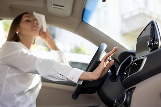 Woman driver suffers from extreme heat