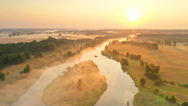 istock Aerial view of natural river during morning 2206483892