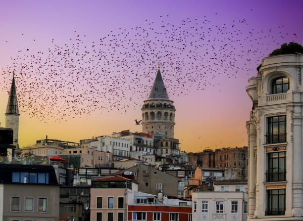 Istanbul Galata Tower and dramatic sunset