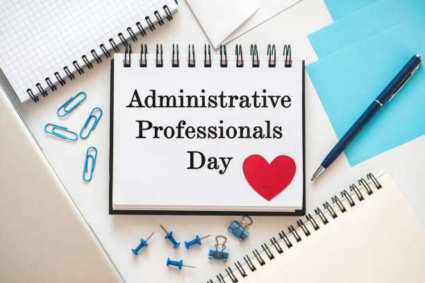 istock Happy Administrative Professionals Day. Notepad with congratulatory inscriptions 2206488776