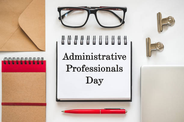 istock Happy Administrative Professionals Day. Notepad with congratulatory inscriptions 2206488791