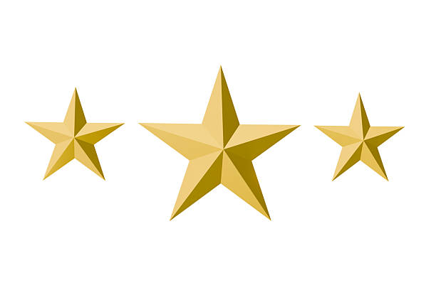 istock 3D model of gold stars on a white background 2206489365