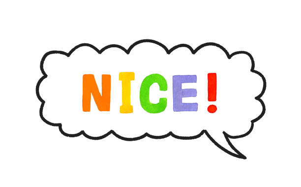 istock Cute handwritten text and balloon of NICE! Hand drawn watercolor illustration. 2206489381