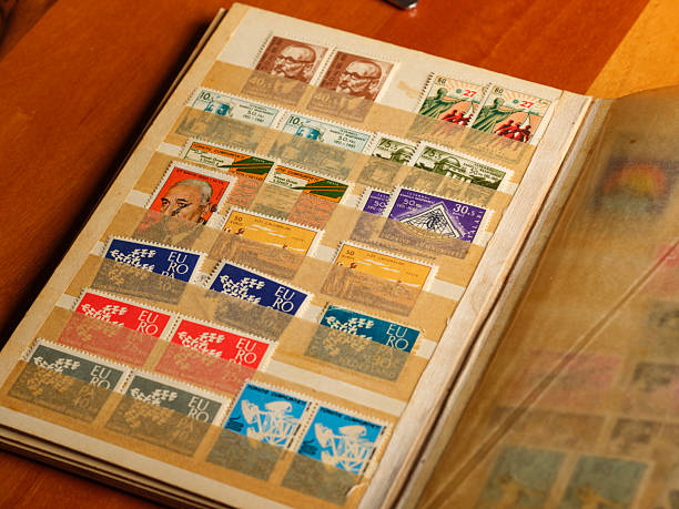 Stamp Collector Examining Turkish Postage Stamps