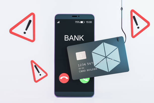 istock Digital phishing concept with smartphone and credit card on hook. 3D Rendering 2206504059
