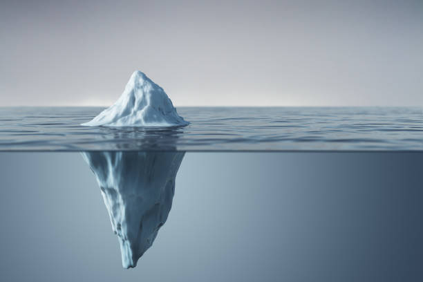 istock Iceberg floating in the ocean with a visible underwater section. 3D Rendering 2206505042