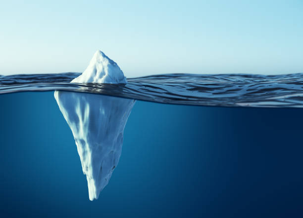 istock Iceberg floating in the ocean with a large submerged section visible underwater. 3D Rendering 2206505047