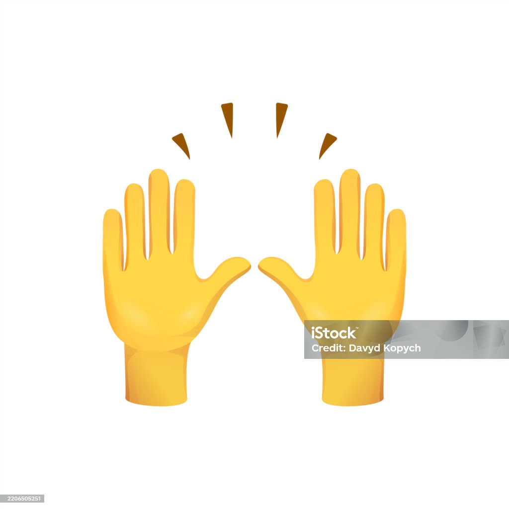 Hand Rise Smiley Raising Hands Emoji Vector 10 Eps Stock Illustration - Download Image ...