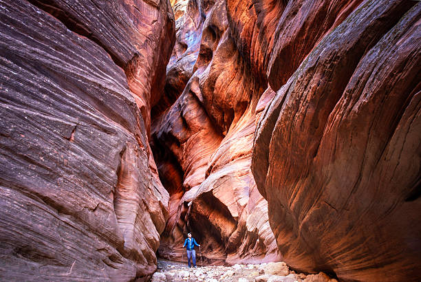 Slot canyon hiker