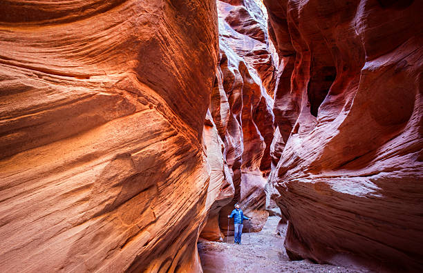 istock Slot canyon hiker 2206506012