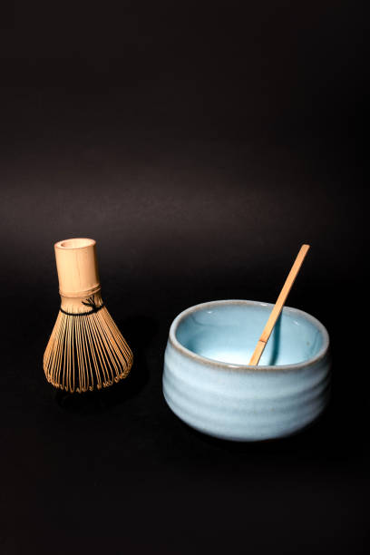 istock Minimalist Japanese Matcha Set on Black Background 2206508237