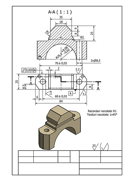 short block technical drawing , structural design strategies, engine spare parts, model exercises,