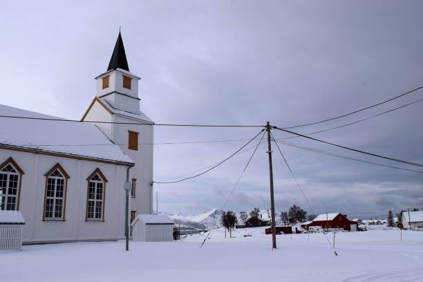 istock Scandinavian church in snow 2206515761